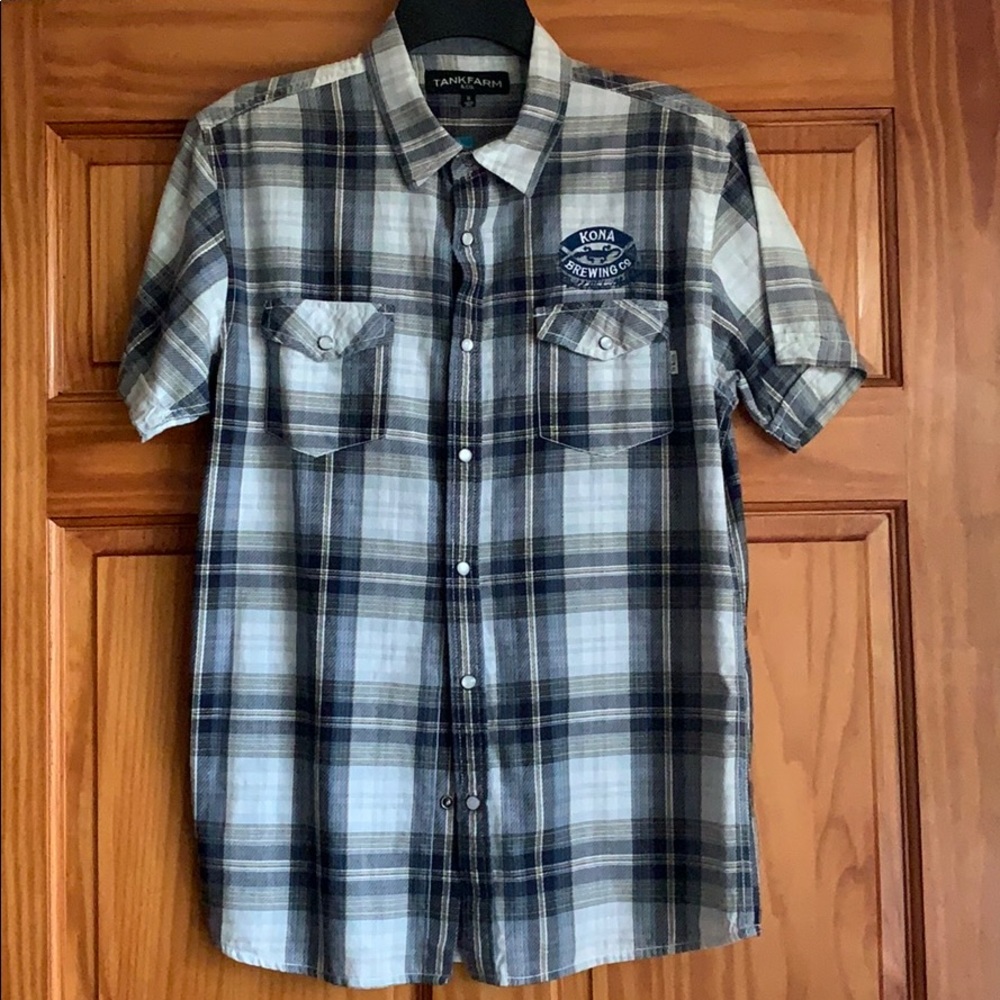 Tank Farm Men’s M SS Shirt Kona Brewing Plaid